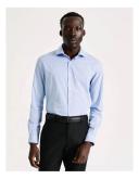 Blaq Slim Long Sleeve Mini Check Shirt in Sky 42