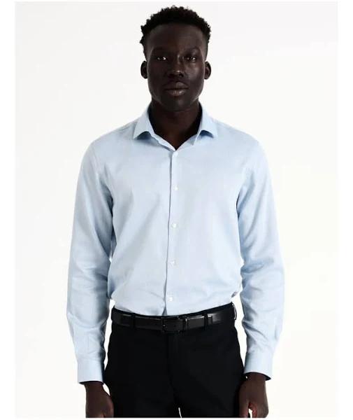 Blaq Tailored Long Sleeve 1 Colour Dobby Shirt in Blue 37