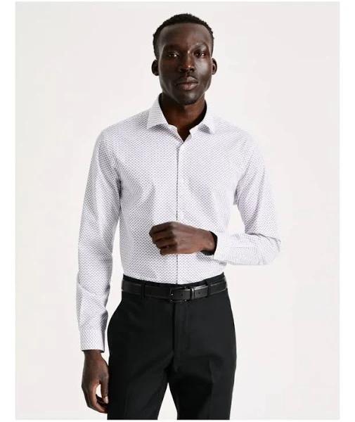 Blaq Tailored Long Sleeve 2 Colour Circle Print Shirt in Red 43