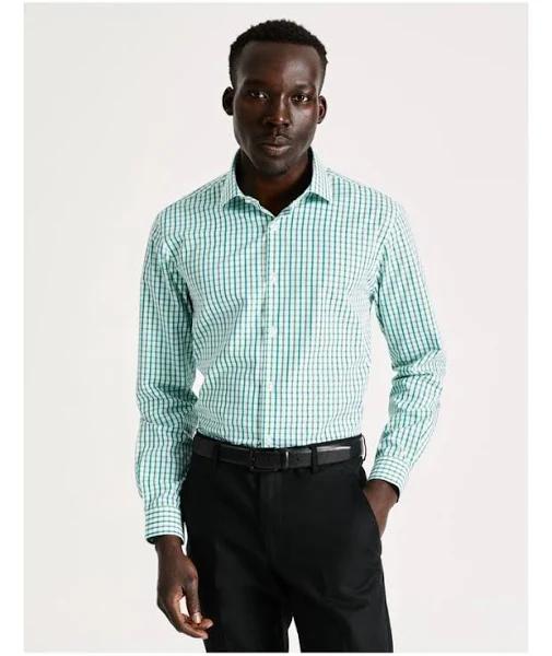 Blaq Tailored Long Sleeve 2 Colour Mid Check in Green 38