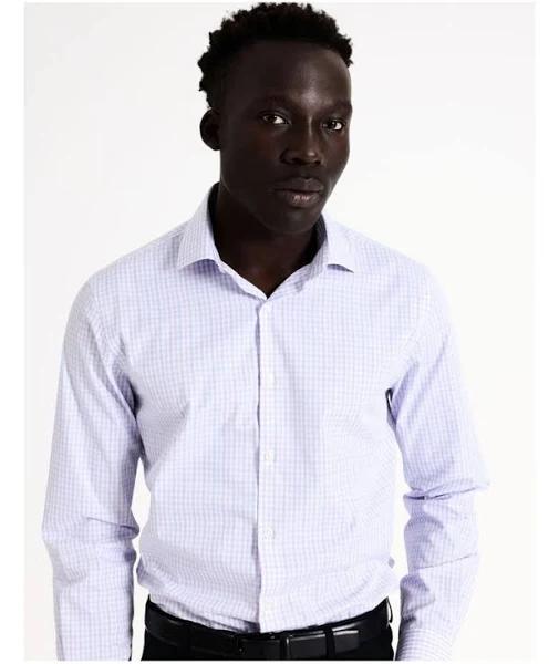 Blaq Tailored Long Sleeve 2 Colour Mid Check Shirt in Purple 41