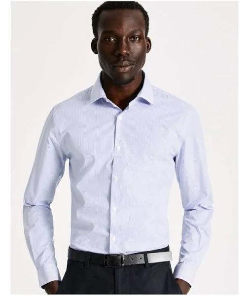 Blaq Tailored Long Sleeve Dobby Shirt in Sky 46