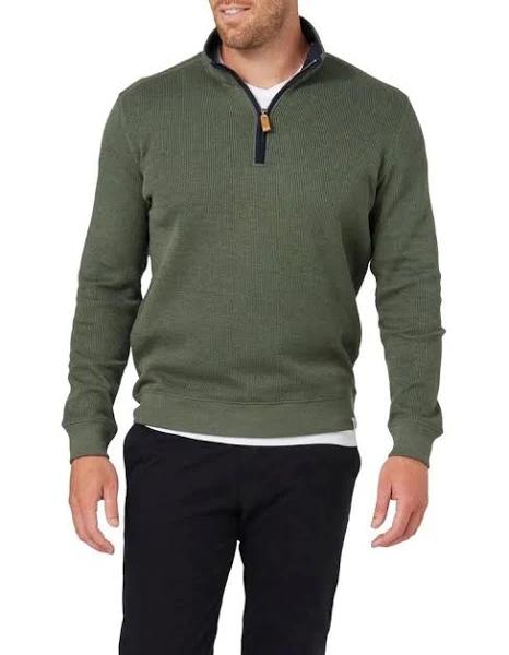 Blazer Heather 1/2 Zip Sweat in Olive Green XL