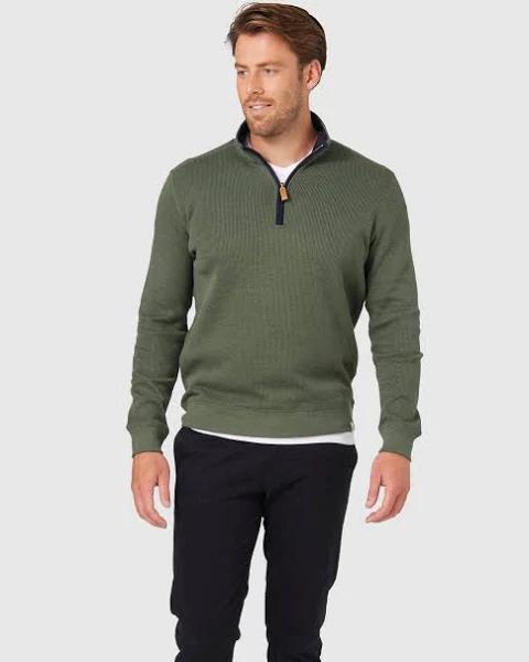 Blazer Heather 1/2 Zip Sweat - Olive - Size S