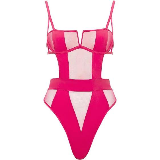 Bluebella (AU) Orla Wired Body Fuchsia Pink | Womens 18F Mesh Body | Luxury Lingerie