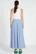 Bohemian Traders Circle Midi Skirt | Blue/White Stripe | Size Medium | Cotton Poplin