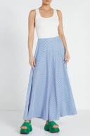 Bohemian Traders Circle Midi Skirt | Blue/White Stripe | Size XS | Cotton Poplin