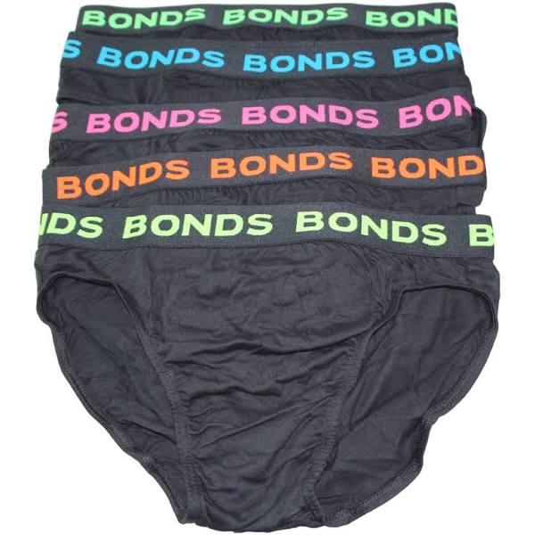 Bonds 5 Pairs x Mens Hipster Brief Underwear Black Briefs K64 Pack