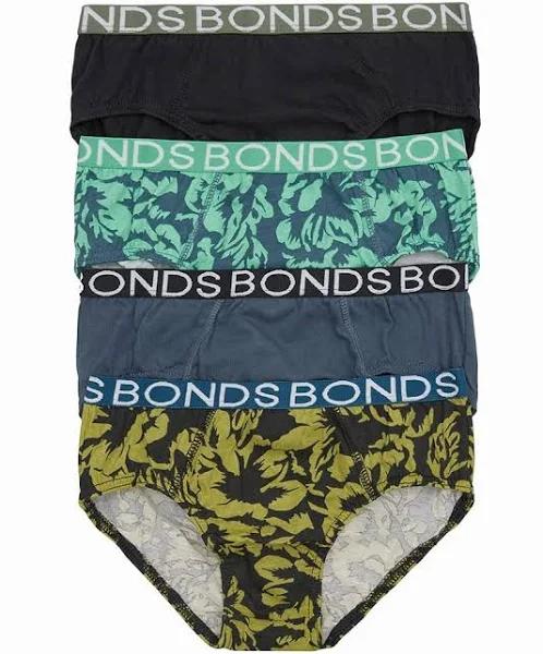 Bonds Boys Brief 4 Pack - Floral Footprint