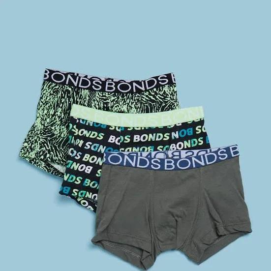 Bonds Boys Trunk 3 Pack in Palm Logo Black