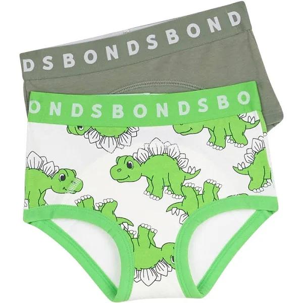 Bonds Boys Whoopsies Toilet Training Undies 2 Pack - Green & Grey - Size 4