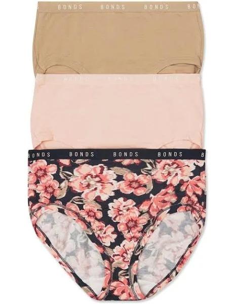 Bonds Cottontails Full Brief 3 Pack in Pink Multi LT Pink 14