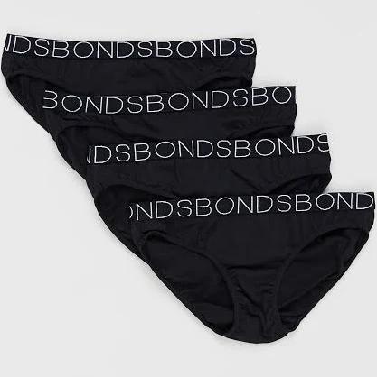 Bonds Girls Bikini 4 Pack - Black