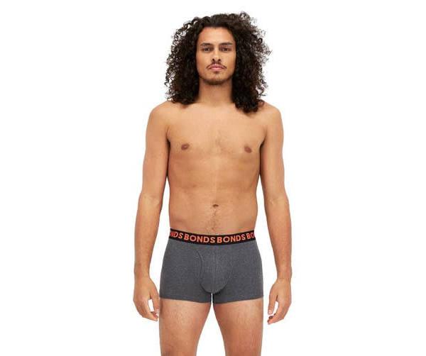 Bonds Men's Everyday Trunks (Charcoal/Orange, Size XXL)