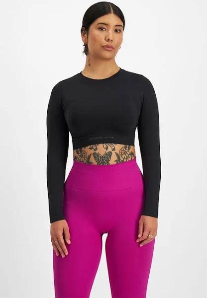 Bonds Move Seamless Long Sleeve Crop in Black Size: XL
