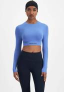 Bonds Move Seamless Long Sleeve Crop in Highest Tide Size: XL