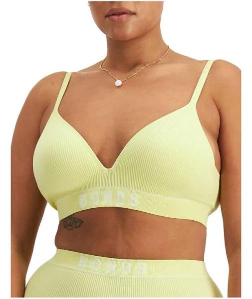 Bonds Retro Rib Wirefree Tee Bra in Green Lemon Size: 16