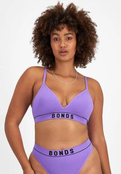 Bonds Retro Rib Wirefree Tee Bra in Hyper Violet Size: 10