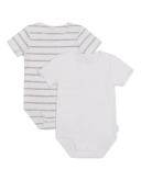 Bonds Rib Short Sleeve Bodysuit 2 Pack - White & Grey Stripe & White