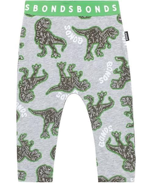 Bonds Stretchies Legging - T-Rex and Friends New Grey Marle