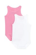 Bonds Wondercool Eyelet Singletsuit 2 Pack - Cotton Scuba Pink & White