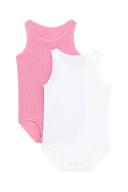 Bonds Wondercool Eyelet Singletsuit 2 Pack - Cotton Scuba Pink & White