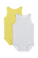 Bonds Wondercool Eyelet Singletsuit 2 Pack - Limed & New Grey Marle