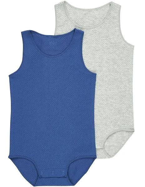 Bonds Wondercool Eyelet Singletsuit 2 Pack - Seascape & New Grey Marle