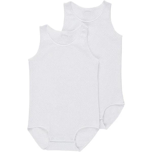 Bonds Wondercool Eyelet Singletsuit 2 Pack - White & White