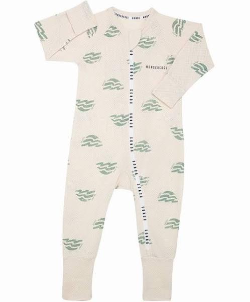 Bonds Wondercool Eyelet Zip Wondersuit - Seaside Waves Macadamia