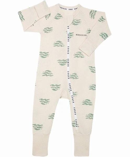 Bonds Wondercool Eyelet Zip Wondersuit - Seaside Waves Macadamia