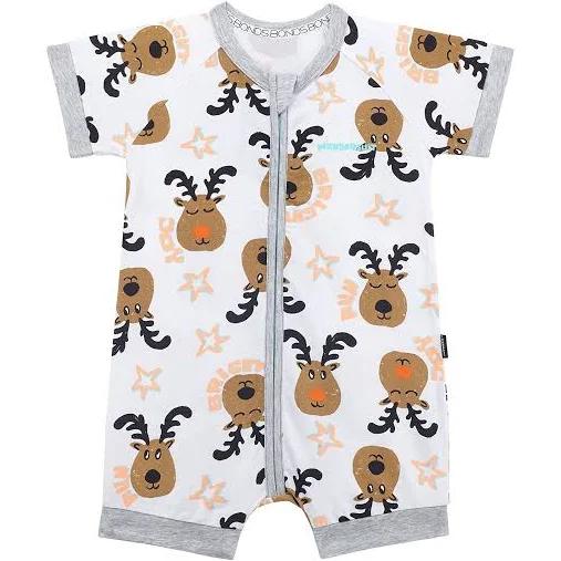 Bonds Zip Romper - Joyful Reindeers White