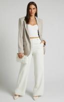 Bonnie Pants - High Waisted Tailored Wide Leg Pants in Stone