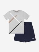 BOSS-Boys Grey & Navy Blue Shorts & T-Shirt Set