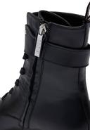 Boss Chunky-sole Leather Boots with Branded Metal Detail, Women, Size: 8, Black, Boots