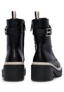 Boss Chunky-sole Leather Boots with Branded Metal Detail, Women, Size: 8, Black, Boots