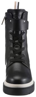 Boss Chunky-sole Leather Boots with Branded Metal Detail, Women, Size: 8, Black, Boots
