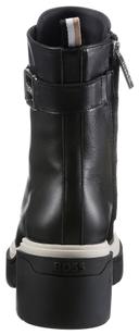 Boss Chunky-sole Leather Boots with Branded Metal Detail, Women, Size: 8, Black, Boots