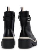 Boss Chunky-sole Leather Boots with Branded Metal Detail, Women, Size: 9, Black, Boots