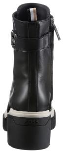 Boss Chunky-sole Leather Boots with Branded Metal Detail, Women, Size: 9, Black, Boots