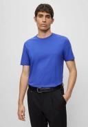 Boss Cotton-Jersey T-Shirt with rubber-print Logo, Men, Size: XXXL, Dark Purple