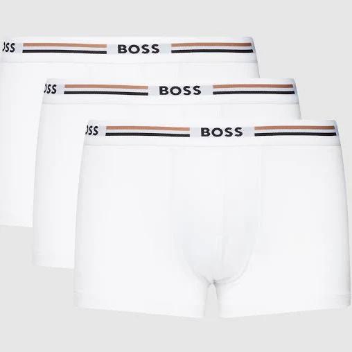 Boss Logo Trunks (Pack of 3) - White - L