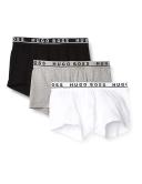 Boss Men's Underwear Cotton Stretch 3 Pack Trunks - Grey/White/Black