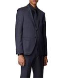 Boss Regular-fit Suit in Checked virgin-wool serge, Men, Size: 48R, Dark Blue