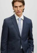 Boss Regular-fit Suit in Checked virgin-wool serge, Men, Size: 48R, Dark Blue