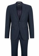 Boss Regular-fit Suit in Checked virgin-wool serge, Men, Size: 48R, Dark Blue
