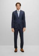 Boss Regular-fit Suit in Checked virgin-wool serge, Men, Size: 48R, Dark Blue