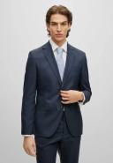Boss Regular-fit Suit in Checked virgin-wool serge, Men, Size: 48R, Dark Blue