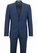 Boss Slim-Fit Suit in Checked Stretch Virgin Wool, Men, Size: 38L, Blue