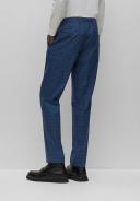 Boss Slim-Fit Suit in Checked Stretch Virgin Wool, Men, Size: 38L, Blue